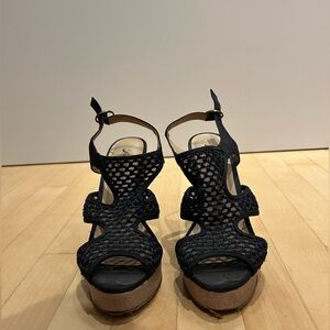 Lucky Brand Black Woven Wedges